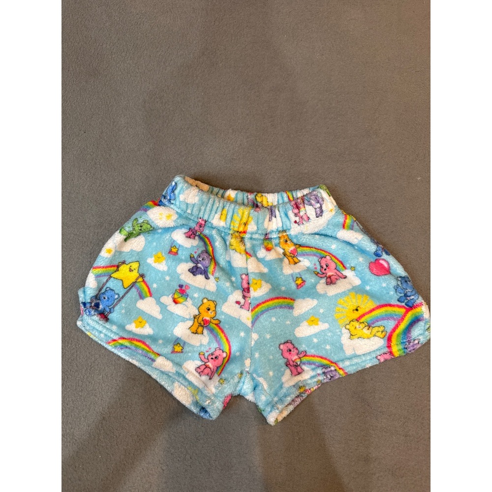 Care Bears Iscream Plush Fleece Shorts Blue Rainbow Infant 6-8  Small